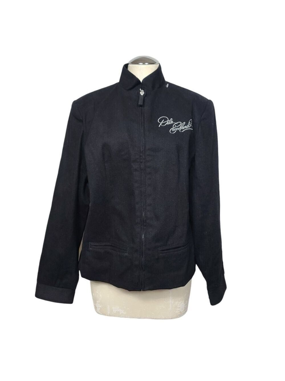 Chase Authentics Black Full Zip Nascar Dale Earnhardt Embroidered Jacket L